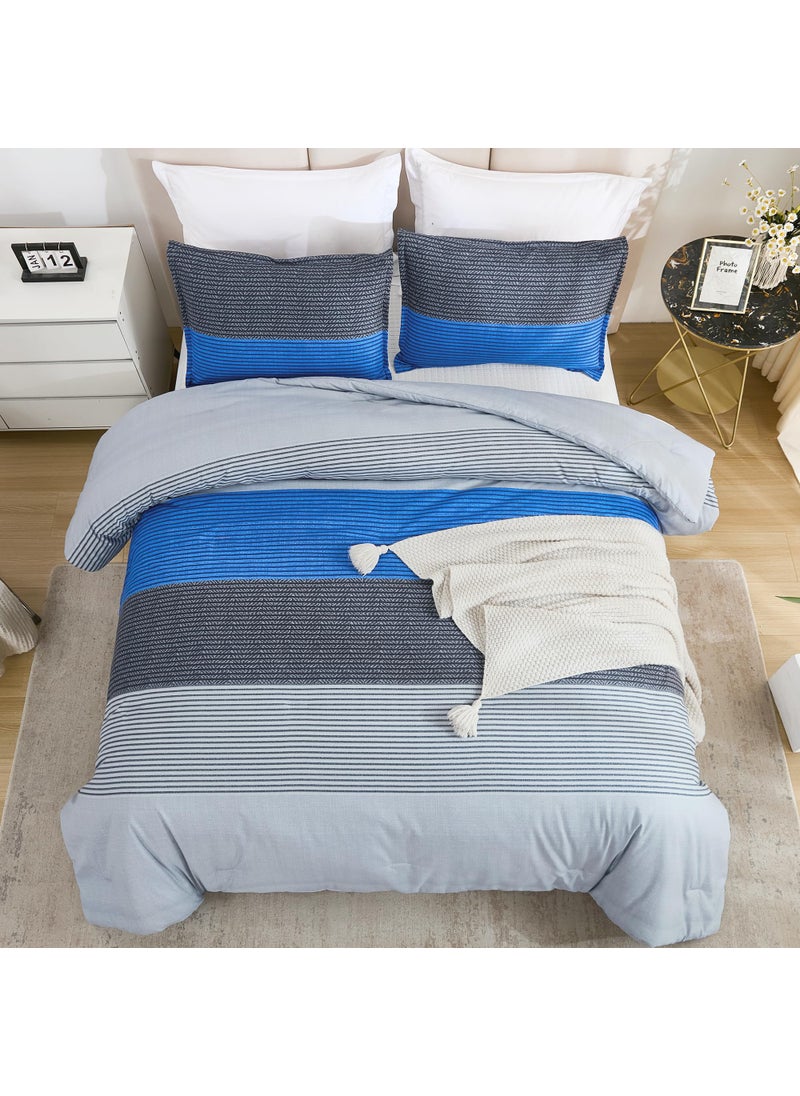 Litanika Litanika Blue Grey Bed Comforter Twin Set  XL Twin Comforter Boys Men Striped Bedding Comforter Set  2 Pieces Lightweight Soft All Season Down Alternative Comforter  - Image 2