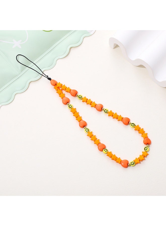 NIBEMINENT Phone Charm/ Chain Strap for Women Girls, Colored Pentagonal Stars Cell Phone Case Lanyard Wrist Strap - Image 1