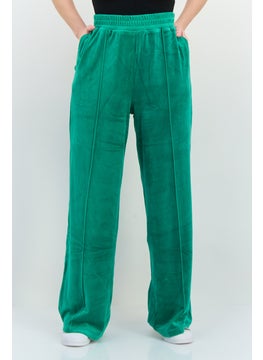 NIA Women Regular Fit Wide Leg Solid Sweatpants Pants, Green  - Image 1