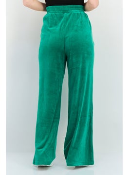 NIA Women Regular Fit Wide Leg Solid Sweatpants Pants, Green  - Image 3