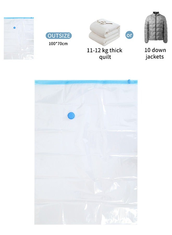 7 Pieces Of Vacuum Storage Bag, Suction Pump, Clear/Blue 70x100cm - Image 2