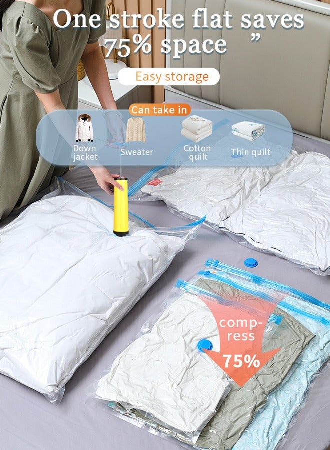 7 Pieces Of Vacuum Storage Bag, Suction Pump, Clear/Blue 70x100cm - Image 5