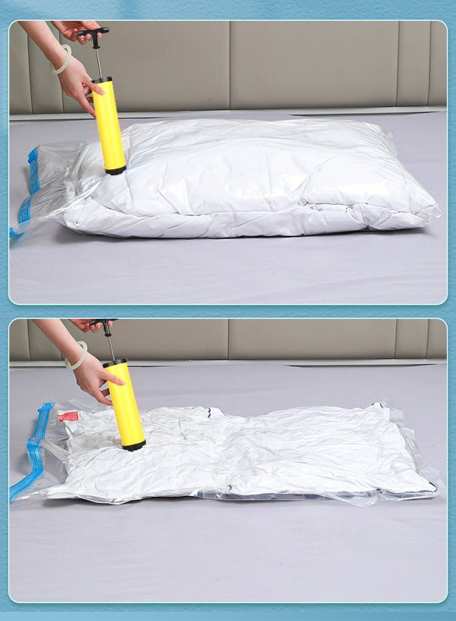 7 Pieces Of Vacuum Storage Bag, Suction Pump, Clear/Blue 70x100cm - Image 3