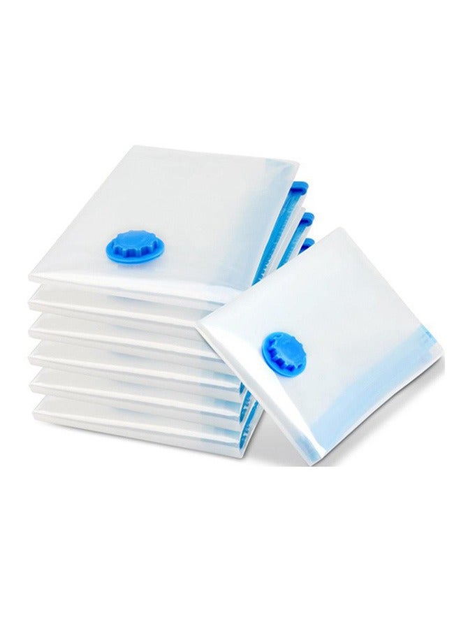 7 Pieces Of Vacuum Storage Bag, Suction Pump, Clear/Blue 70x100cm - Image 1
