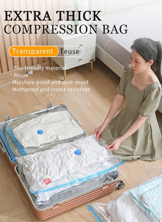 7 Pieces Of Vacuum Storage Bag, Suction Pump, Clear/Blue 70x100cm - Image 4