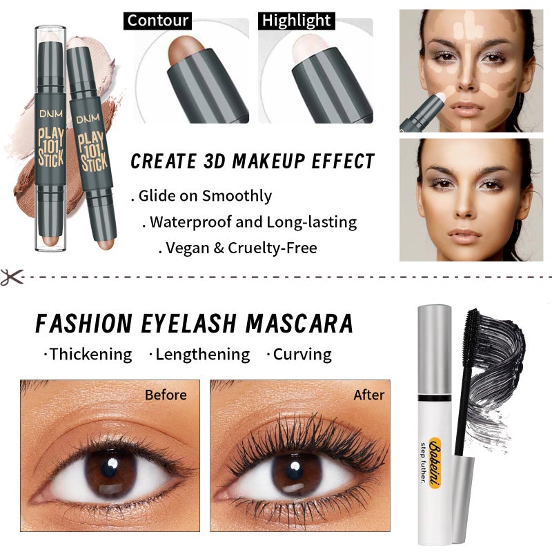 YBUETE Makeup Set Kit for Women Girls Teens, Makeup Present Set, Includes 9 Color Eyeshadow, Counter Stick, Foundation, Eyebrow Pencil, Eyeliner, Mascara, Lip Gloss, 5Pcs Brushes, Sponge - Image 4