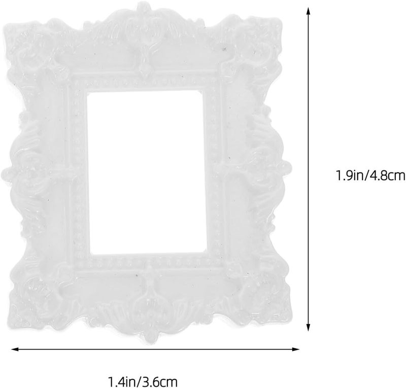 Amosfun Vintage Resin Picture Frames 12pcs Set Small Oval and Square Pearl White Photo Display Holders DIY Dollhouse Ornament Home Decor Accessories - Image 2