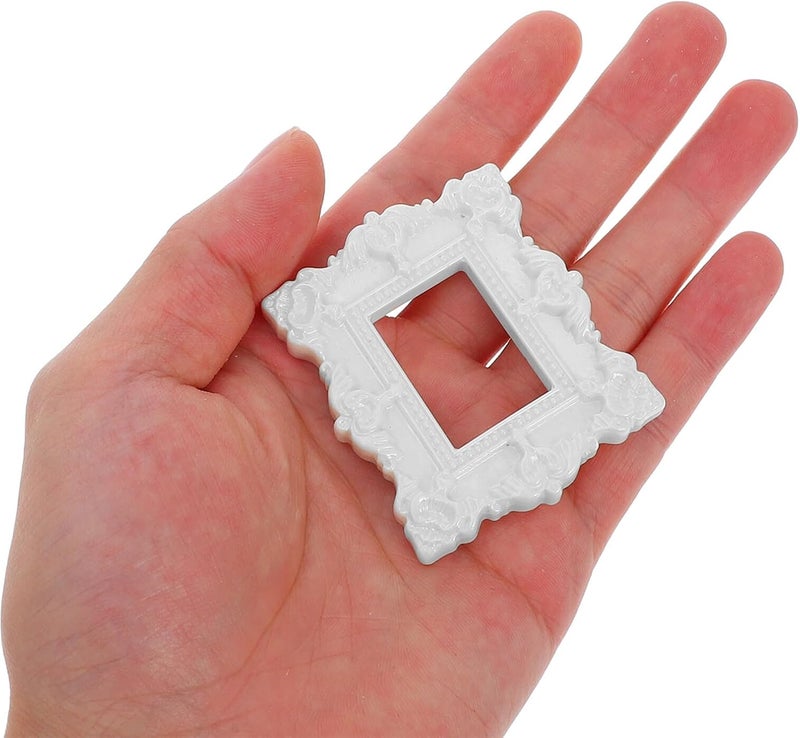 Amosfun Vintage Resin Picture Frames 12pcs Set Small Oval and Square Pearl White Photo Display Holders DIY Dollhouse Ornament Home Decor Accessories - Image 3