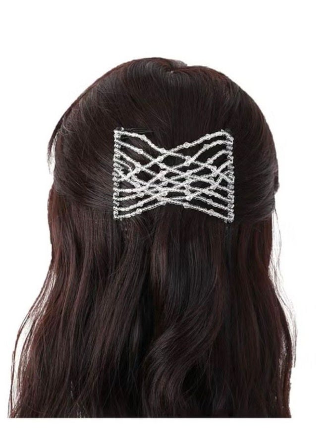 (White) Multifunctional hair clip with a simple beaded design, one piece - Image 3
