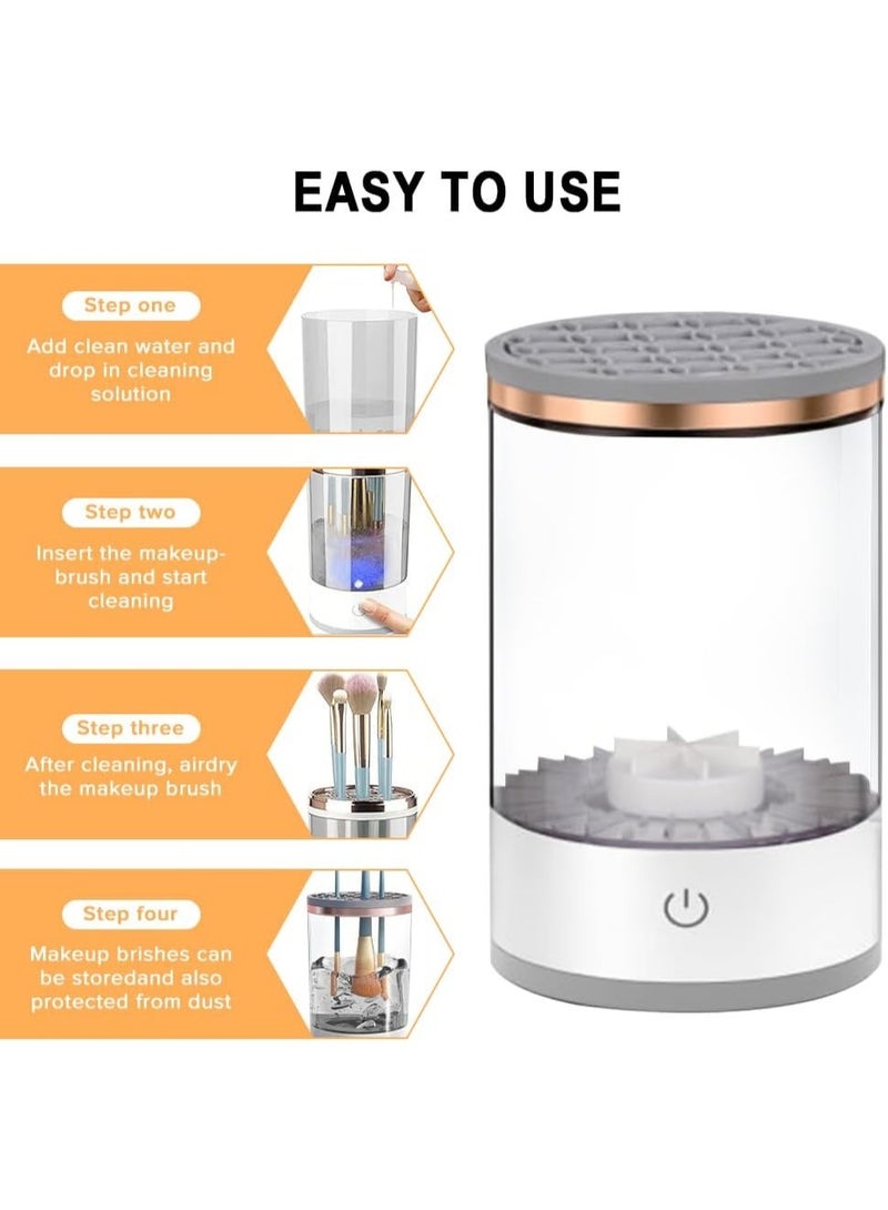 منظف فرش المكياج الكهربائي، منظف فرش المكياج USB، مجموعة تنظيف وفرش المكياج بدون استخدام اليدين للتنظيف والتجفيف، أداة فرش المكياج لجميع الأحجام، هدية رائعة للزوجة أو الحبيبة - Image 2