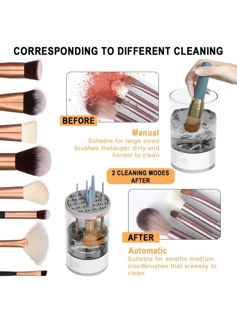 منظف فرش المكياج الكهربائي، منظف فرش المكياج USB، مجموعة تنظيف وفرش المكياج بدون استخدام اليدين للتنظيف والتجفيف، أداة فرش المكياج لجميع الأحجام، هدية رائعة للزوجة أو الحبيبة - Image 5