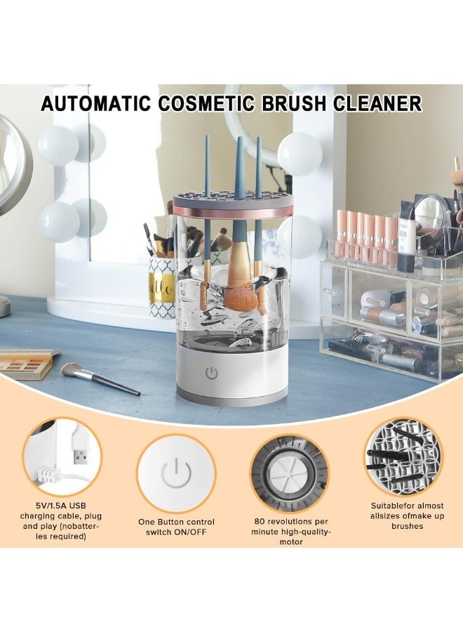 منظف فرش المكياج الكهربائي، منظف فرش المكياج USB، مجموعة تنظيف وفرش المكياج بدون استخدام اليدين للتنظيف والتجفيف، أداة فرش المكياج لجميع الأحجام، هدية رائعة للزوجة أو الحبيبة - Image 4