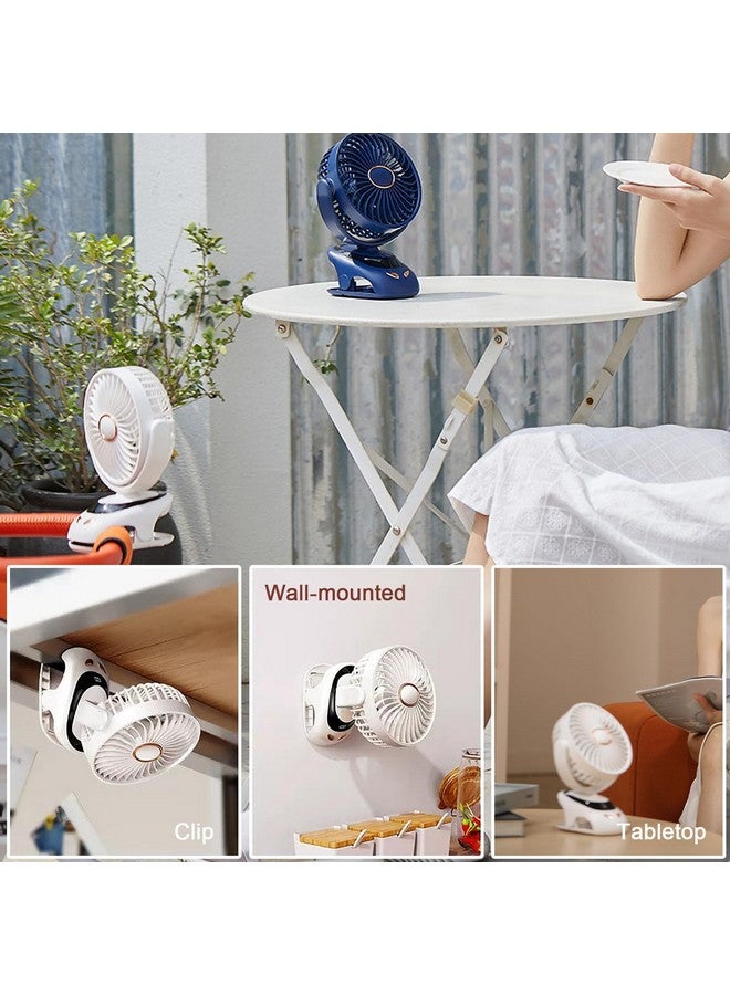 voltmi 3000mAh Type-C Rechargeable Fan, 5-Speed Powerful Desk Fan with Digital Display, 90° Adjustable, Multi-Clip Function for Kitchen, Home & Office [White] - Image 2