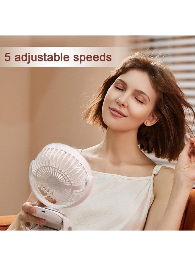 voltmi 3000mAh Type-C Rechargeable Fan, 5-Speed Powerful Desk Fan with Digital Display, 90° Adjustable, Multi-Clip Function for Kitchen, Home & Office [White] - Image 3