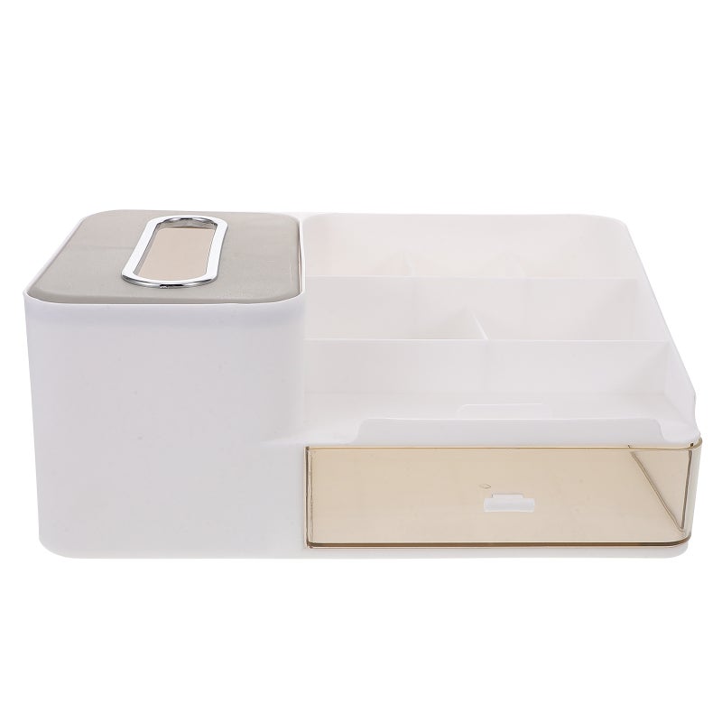 Napkin Paper Storage Tissue Box Organizer With Drawer For Desktop Skincare Makeup Stationery Use Beige 27.50X17.50X11.00CM Tissue Dispensing 1Pcs - Image 1
