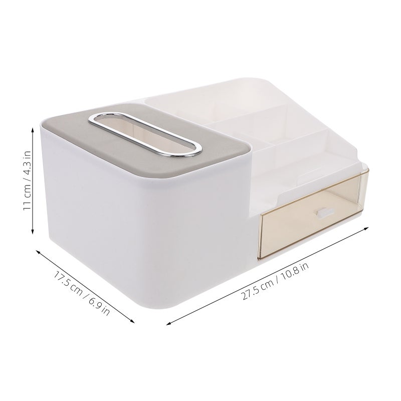 Napkin Paper Storage Tissue Box Organizer With Drawer For Desktop Skincare Makeup Stationery Use Beige 27.50X17.50X11.00CM Tissue Dispensing 1Pcs - Image 2