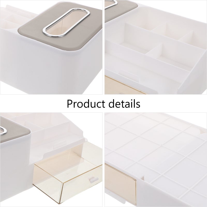 Napkin Paper Storage Tissue Box Organizer With Drawer For Desktop Skincare Makeup Stationery Use Beige 27.50X17.50X11.00CM Tissue Dispensing 1Pcs - Image 4