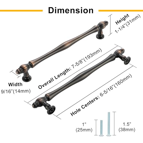 BEROSSA 10 Pack 6-1/4 Inch Brushed Gold Cabinet Pulls Gold Cabinet Handles Gold Hardware for Kitchen Cabinets 2510 Drawer Dresser Cupboard Bedroom Bathroom - Image 3