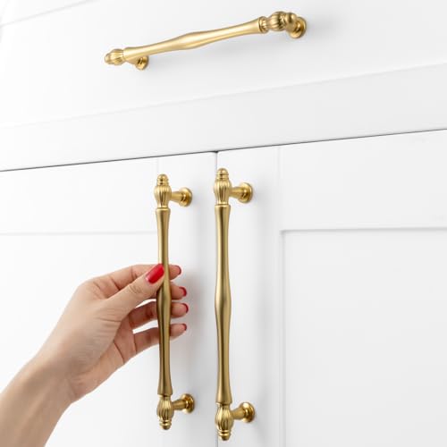 BEROSSA 10 Pack 6-1/4 Inch Brushed Gold Cabinet Pulls Gold Cabinet Handles Gold Hardware for Kitchen Cabinets 2510 Drawer Dresser Cupboard Bedroom Bathroom - Image 4