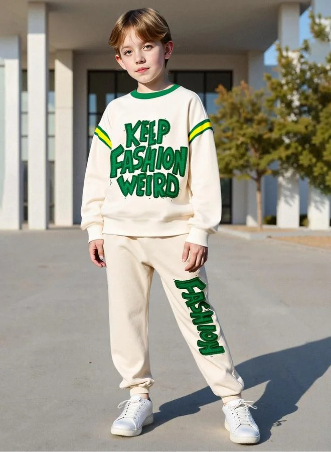 Take Two Take Two Teens Cream Sweatshirt and Joggers Set