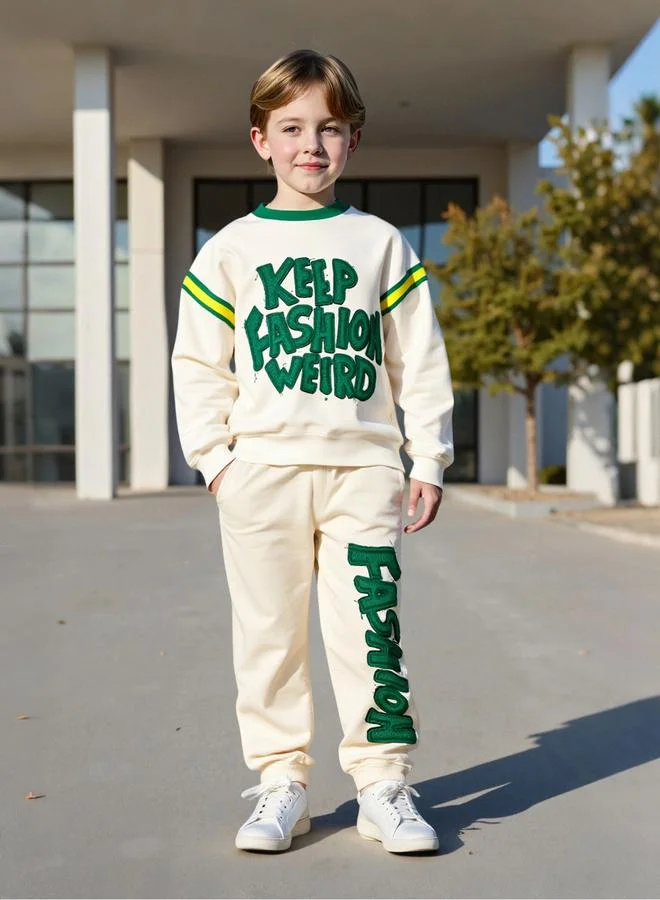 Take Two Take Two Teens Cream Sweatshirt and Joggers Set