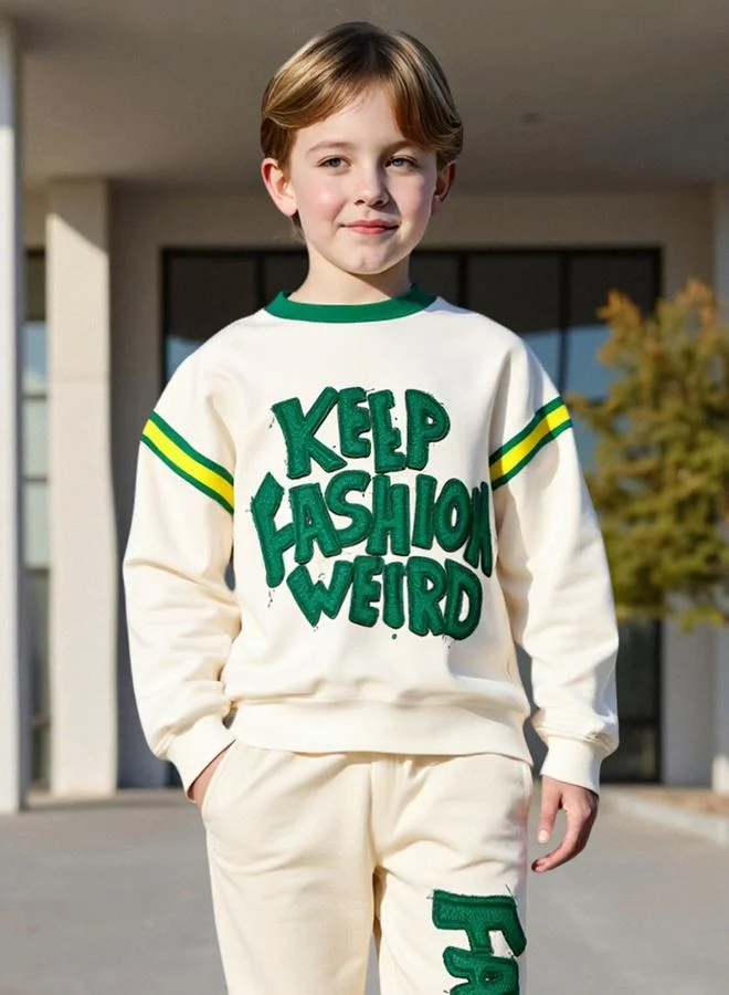 Take Two Take Two Teens Cream Sweatshirt and Joggers Set