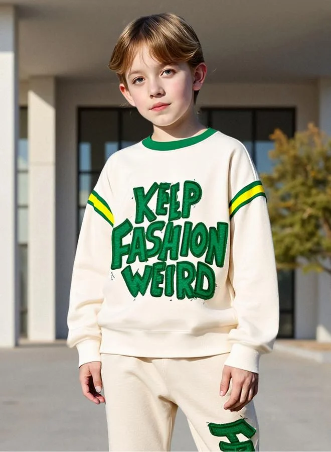 Take Two Take Two Teens Cream Sweatshirt and Joggers Set