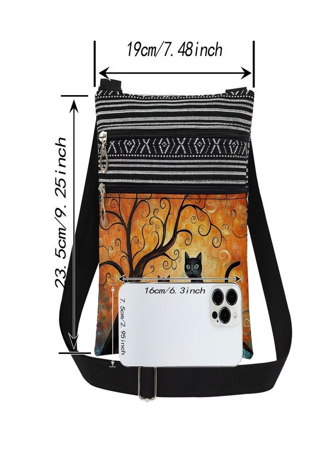 XiaoGalaee Cat Tree Print Crossbody Bag Adjustable Unisex Zipper Shoulder Bag Birthdays Gift for Women Outdoor Travel Cat Lovers Gift Men Purse - Image 4