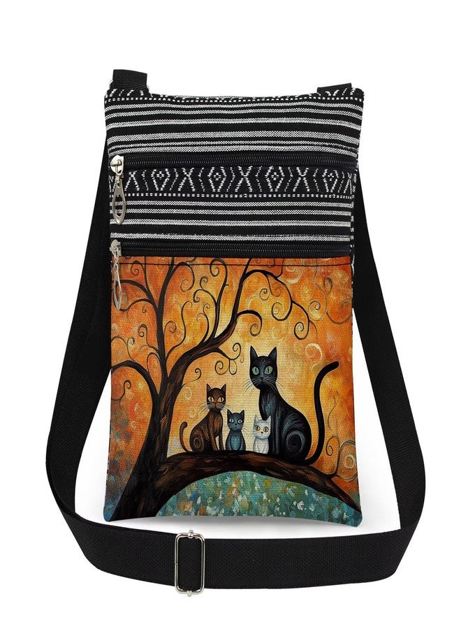 XiaoGalaee Cat Tree Print Crossbody Bag Adjustable Unisex Zipper Shoulder Bag Birthdays Gift for Women Outdoor Travel Cat Lovers Gift Men Purse - Image 1