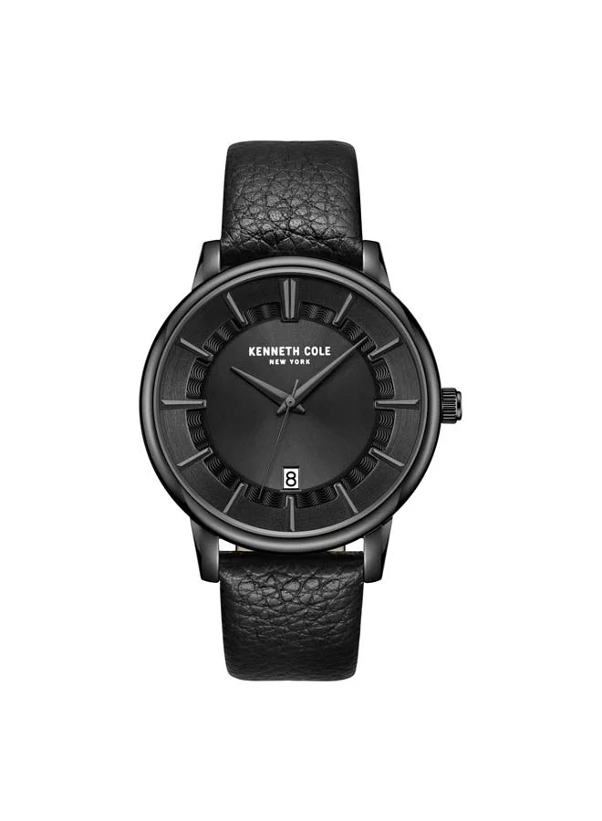 كينيث كول نيو يورك Modern Classic Black Dial Genuine Leather Strap Analog Watch for Men