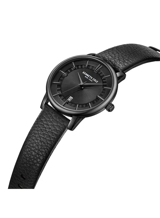 كينيث كول نيو يورك Modern Classic Black Dial Genuine Leather Strap Analog Watch for Men