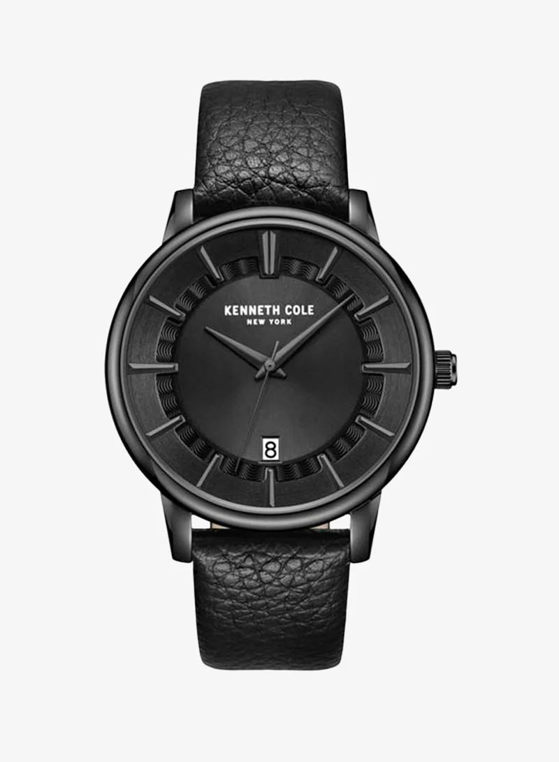 كينيث كول نيو يورك Modern Classic Black Dial Genuine Leather Strap Analog Watch for Men