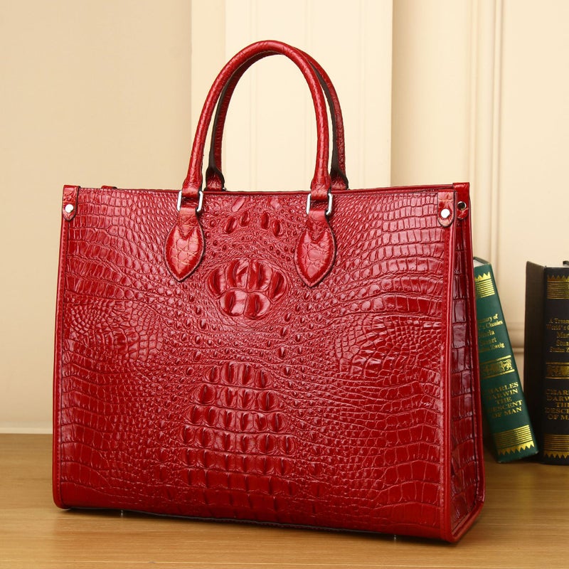 Crocodile Fish Bone Pattern Ladies Handbag High-End Fashion Tote Bag Large Capacity Women'S Bag Shoulder Diagonal Bag Factory - Image 4