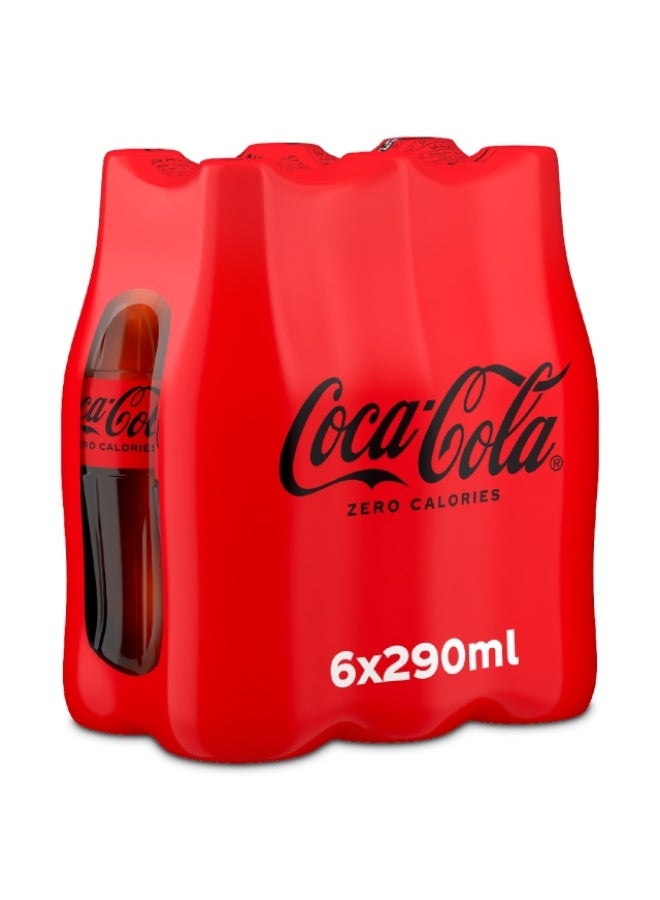 Coca-Cola Zero Calories Carbonated Soft Drink Glass Bottle 290ml Pack of 6
