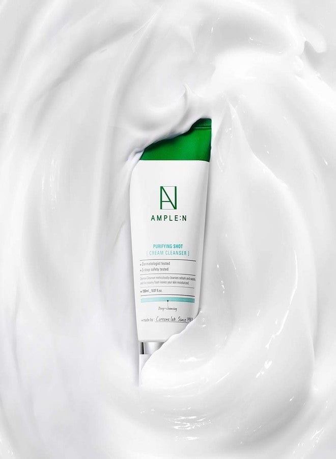 CORÉANA AMPLE:N Purifying Shot Cream Cleanser - Korean Pore Refining Facial Cleanser with Egg White & Blue Lotus Extract - Exfoliate & Remove Makeup Residue and Impurities from Pores Texture, 5.07 fl.oz. - Image 2
