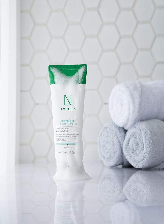 CORÉANA AMPLE:N Purifying Shot Cream Cleanser - Korean Pore Refining Facial Cleanser with Egg White & Blue Lotus Extract - Exfoliate & Remove Makeup Residue and Impurities from Pores Texture, 5.07 fl.oz. - Image 3