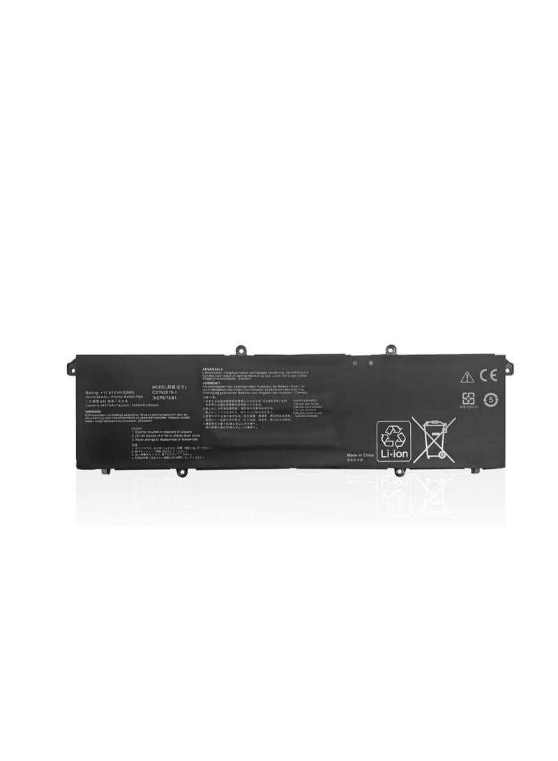 Terabyte بطارية لابتوب 11.61 فولت 63 واط ساعي C31N2019-1 3ICP6/70/81 متوافقة مع Asus VivoBook Pro 14X OLED M7400 15 OLED K3400PA K3400PH M3401QA K6502HE K3500PH - Image 1
