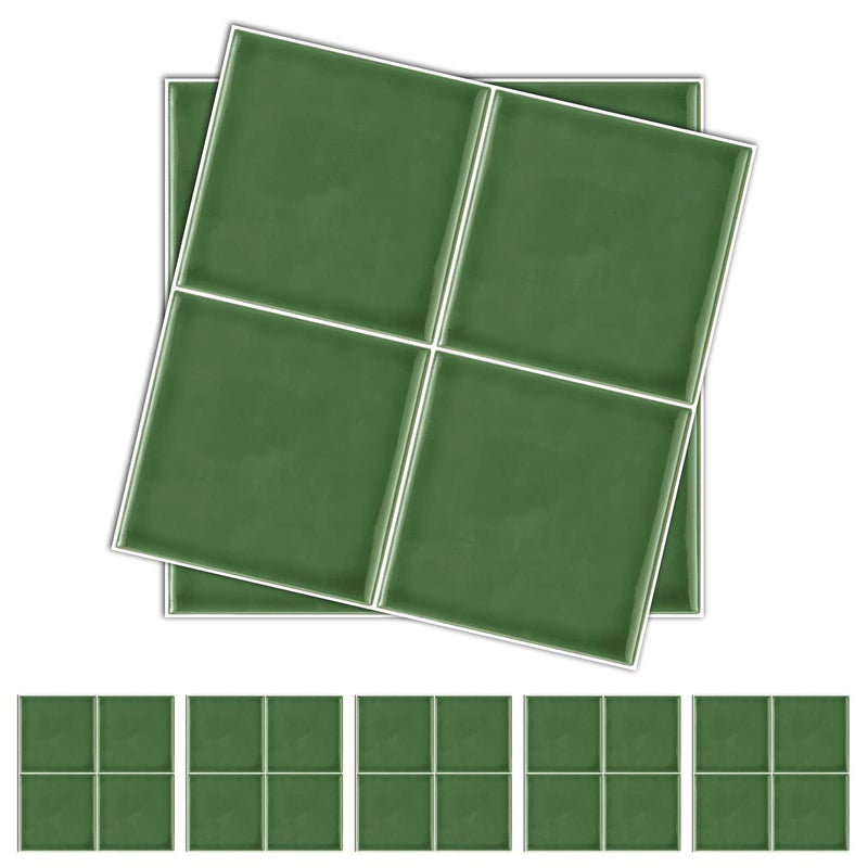 ملصق بلاط سميك بتأثير الموزاييك الأخضر من ألويس بون، فينيل قابل للتقشير واللصق، ذاتي اللصق، مقاوم للماء، ملصق لنقل البلاط للمطبخ وحمام الجدار 15x15 سمx10 قطع