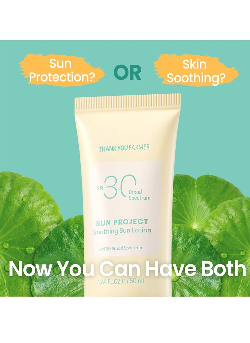 THANKYOU FARMER - THANKYOU FARMER Sun Project Soothing Sun Lotion SPF 30 - Korean Facial Sunscreen with Centella Asiatica - Dermatologist Tested, Broad Spectrum, Hydrating, Lightweight, No White Cast - 1.69 fl oz - Image 1