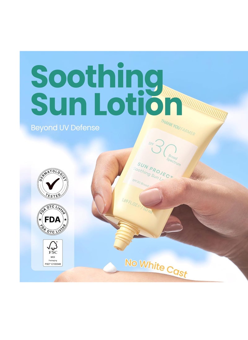 THANKYOU FARMER - THANKYOU FARMER Sun Project Soothing Sun Lotion SPF 30 - Korean Facial Sunscreen with Centella Asiatica - Dermatologist Tested, Broad Spectrum, Hydrating, Lightweight, No White Cast - 1.69 fl oz - Image 1