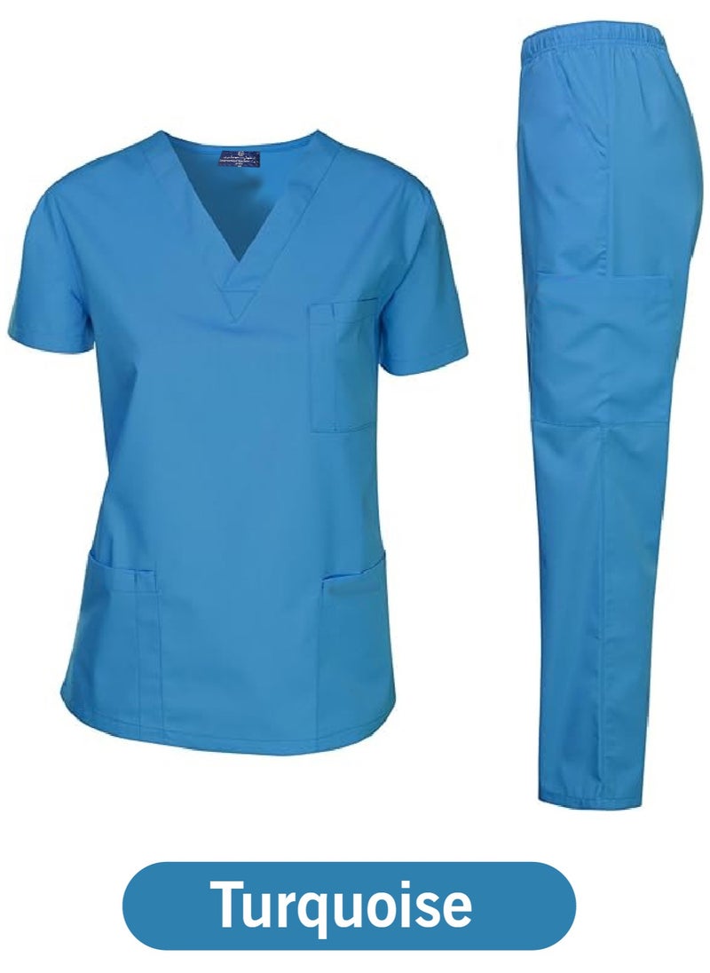 International Uniform L.L.C Scrubs Medical Uniform Unisex Top and Pants Turquoise Color  - Image 1