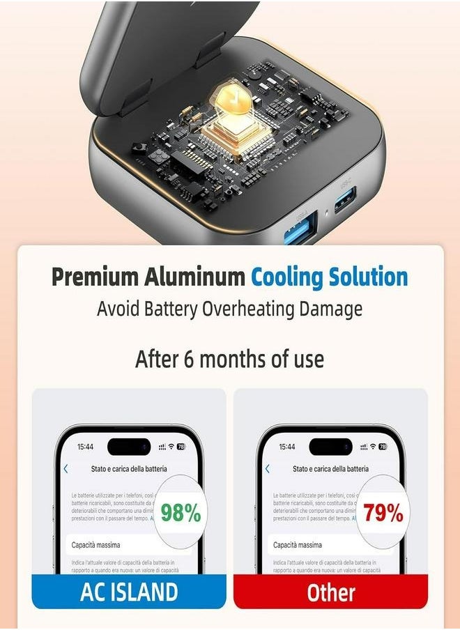 AC ISLAND - Island 5 in 1 Wireless Charging Station, Foldable Mag-Safe Charger Stand, Travel Wireless Charger for iPhone 16/15/14/13/12 Series, Apple Watch S1-9/Ultra 2, for Airpods 3/2/Pro (Grey) - Image 1