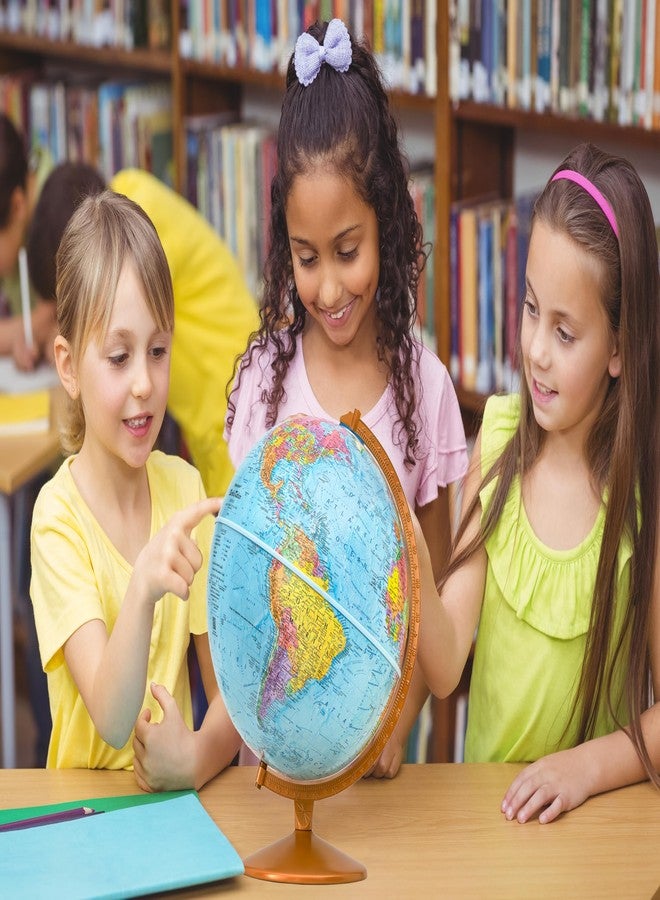 Replogle Explorer- Easy to Assemble 12" diameter, USA Cartography, Raised Mountains, Metal Base, Classic Educational Globe from Replogle. Perfect for students of all ages. Over 4000 place names and political boundaries. Includes sturdy diecast numbered semi-meridian. For a simple yet stunning look, choose the Explorer 12-inch Blue Ocean Raised Relief Desktop World by Replogle. The 16 inch height complements any computer desk, conference room table or bookshelf. This item is very easy to assemble and comes with detailed instructions. In minutes you will have this globe assembled and ready for use. (Ready To Assemble) - Image 5