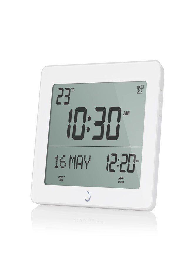 ALFAJR Alfajr Automatic Worldwide Digital Azan/Athan/Nimaz Prayer Wall and Desk Clock CF-19 (White) with Detachable Frame (Dark Brown) - Image 2