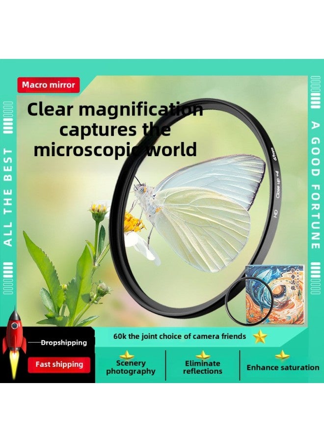 Close-up Mirror Microscope Magnifier Applicable Canon Nikon Sony SLR Professional Close-up Flowers And Insect Jewelry-Color:55MM - Image 1