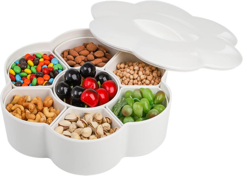 ZOOFOX Divided Serving Dish with Lid, Melamine Appetizer Tray with 7 Removable Compartment, Snacks Bowls for Chips and Dip, Veggies, Candy and Nut - Image 1