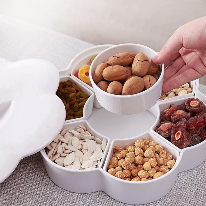 ZOOFOX Divided Serving Dish with Lid, Melamine Appetizer Tray with 7 Removable Compartment, Snacks Bowls for Chips and Dip, Veggies, Candy and Nut - Image 5
