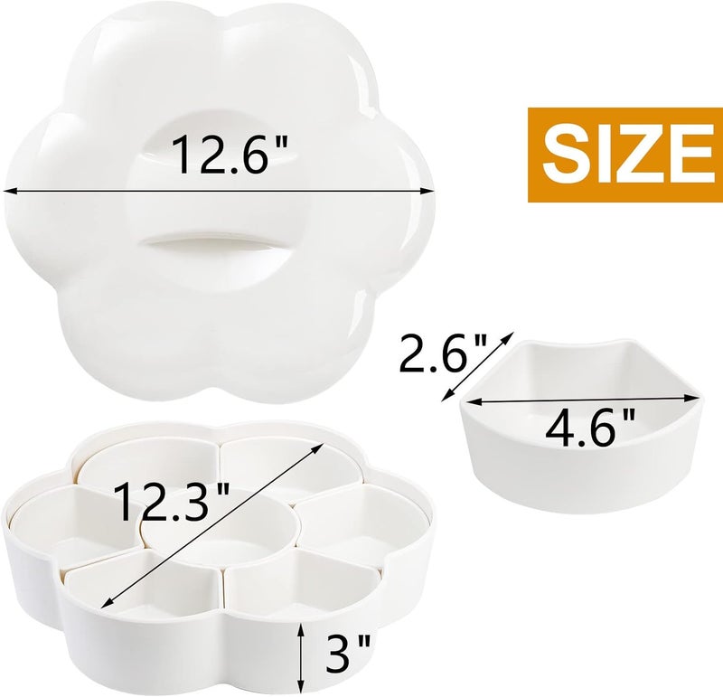 ZOOFOX Divided Serving Dish with Lid, Melamine Appetizer Tray with 7 Removable Compartment, Snacks Bowls for Chips and Dip, Veggies, Candy and Nut - Image 2