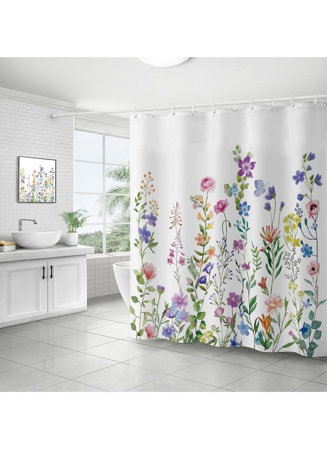 Bluejw Polyester Shower Curtain  Explosions Flowers And Plants Watercolor Bathroom Four-piece Dry And Wet Separation Isolation Waterproof Bath  - Image 1