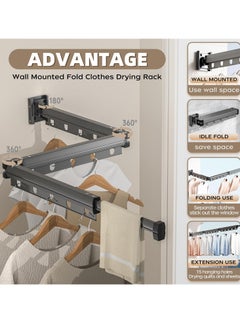 Excefore Wall Mounted Drying Rack, Vacuum Suction Cup Punch-Free Aluminum Clothes Drying Rack, 360° Folding Retractable, Strong Load-Bearing Space Saving Clothes Drying Rack for Balcony, Laundry Room  - Image 3